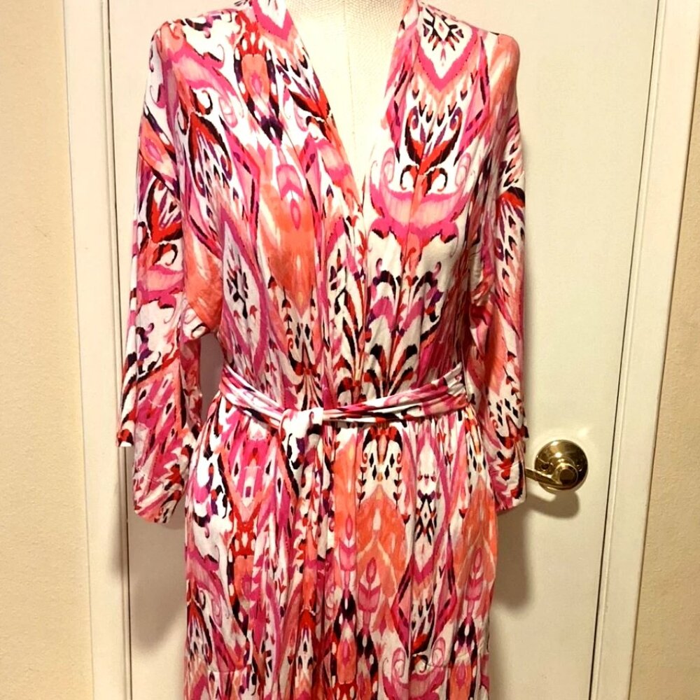 SOMA Moroccan Ikat Pink Cool Nights Short Robe S/M Small/Medium NWT